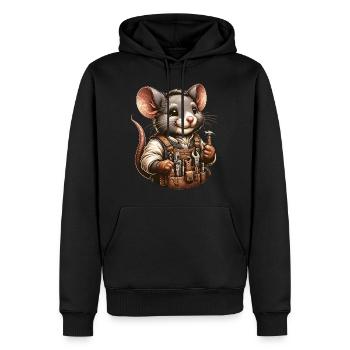 Artisan de souris mignon - Sweat à capuche Premium bio Homme - noir - Devant - Nico (187cm)