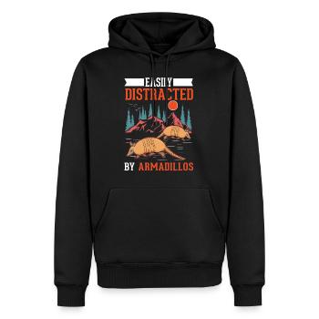 Easily distracted by Armadillo's Armadillo - Men’s Premium Organic Hoodie - black - Front - Nico (187cm)