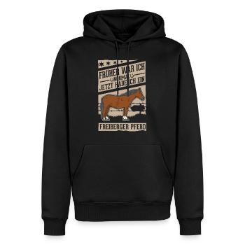 Freiberger Pferd Reiterin - Männer Premium Bio Hoodie - Schwarz - Vorne - Nico (187cm)