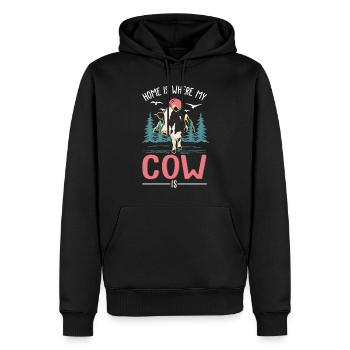 Zuhause ist wo meine Kuh ist Landwirt Bauer - Männer Premium Bio Hoodie - Schwarz - Vorne - Nico (187cm)