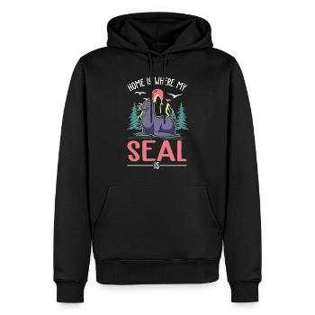 Zuhause ist wo meine Robbe ist Seehund Seelöwe - Männer Premium Bio Hoodie - Schwarz - Vorne - Nico (187cm)