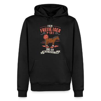 Freiberger Pferd et moi faisons équipe - Sweat à capuche Premium bio Homme - noir - Devant - Nico (187cm)