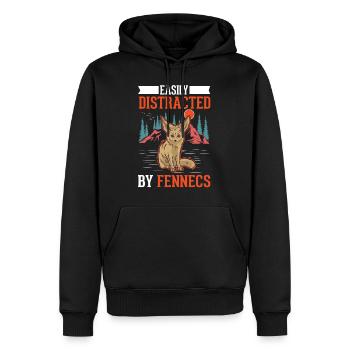 Easily distracted by Fennecs Fennek Wüstenfuchs - Männer Premium Bio Hoodie - Schwarz - Vorne - Nico (187cm)