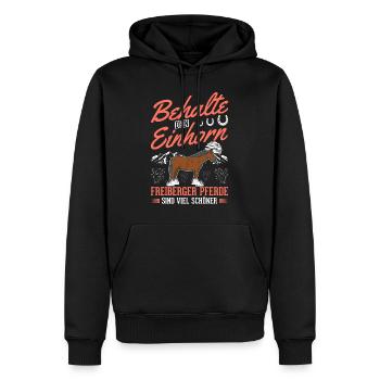 Freiberg cheval licorne - Sweat à capuche Premium bio Homme - noir - Devant - Nico (187cm)