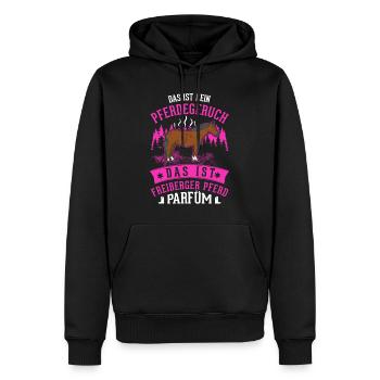 Freiberger Pferd Parfüm - Männer Premium Bio Hoodie - Schwarz - Vorne - Nico (187cm)