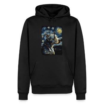 Pitbull chien nuit étoilée - Sweat à capuche Premium bio Homme - noir - Devant - Nico (187cm)
