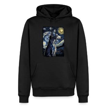 Lévrier italien Nuit étoilée - Sweat à capuche Premium bio Homme - noir - Devant - Nico (187cm)
