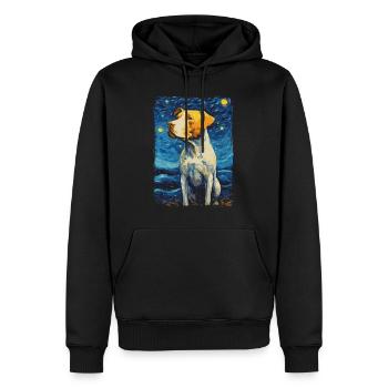 Pitbull Chien Nuit Étoilée - Sweat à capuche Premium bio Homme - noir - Devant - Nico (187cm)