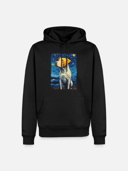 Pitbull Dog Starry Night - Men’s Premium Organic Hoodie - black