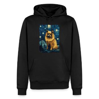 Zwergspitz Starry Night - Männer Premium Bio Hoodie - Schwarz - Vorne - Nico (187cm)