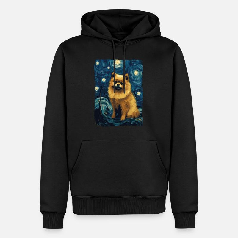 Zwergspitz Starry Night - Männer Premium Bio Hoodie - Schwarz