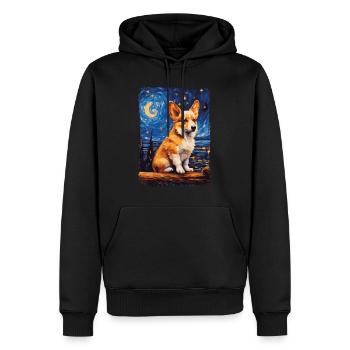 Corgi Starry Night - Männer Premium Bio Hoodie - Schwarz - Vorne - Nico (187cm)
