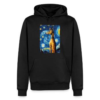 Lévrier italien Nuit étoilée - Sweat à capuche Premium bio Homme - noir - Devant - Nico (187cm)