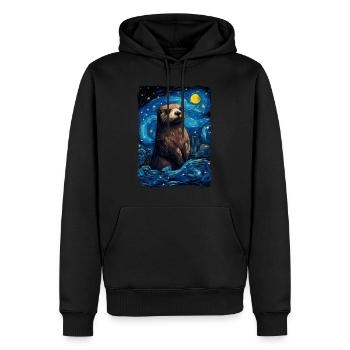 Otter Starry Night - Männer Premium Bio Hoodie - Schwarz - Vorne - Nico (187cm)