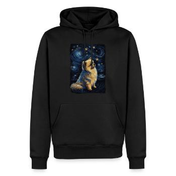 Zwergspitz Starry Night - Männer Premium Bio Hoodie - Schwarz - Vorne - Nico (187cm)