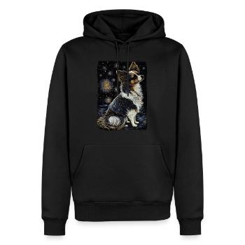 Papillon Hund Starry Night - Männer Premium Bio Hoodie - Schwarz - Vorne - Nico (187cm)