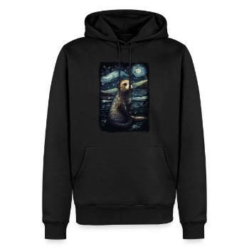 Otter Starry Night - Männer Premium Bio Hoodie - Schwarz - Vorne - Nico (187cm)