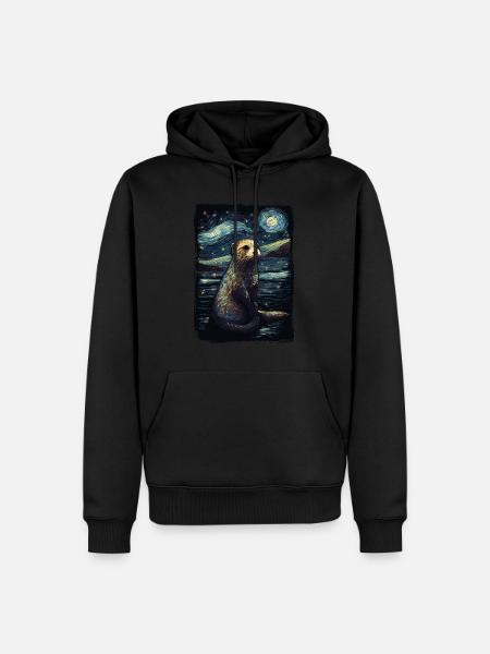 Otter Starry Night - Männer Premium Bio Hoodie - Schwarz