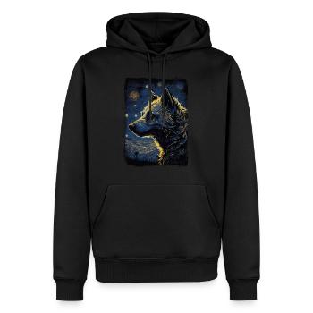 Hyäne Starry Night - Männer Premium Bio Hoodie - Schwarz - Vorne - Nico (187cm)