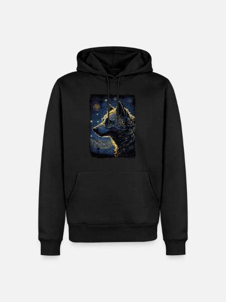Hyäne Starry Night - Männer Premium Bio Hoodie - Schwarz