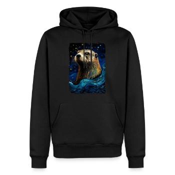 Otter Starry Night - Männer Premium Bio Hoodie - Schwarz - Vorne - Nico (187cm)