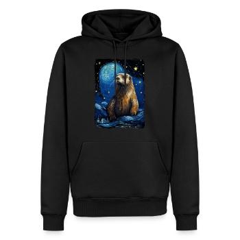 Otter Starry Night - Männer Premium Bio Hoodie - Schwarz - Vorne - Nico (187cm)