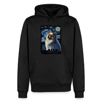 Zwergspitz Starry Night - Männer Premium Bio Hoodie - Schwarz - Vorne - Nico (187cm)