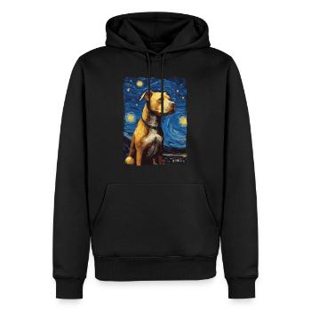 Pitbull Chien Nuit Étoilée - Sweat à capuche Premium bio Homme - noir - Devant - Nico (187cm)