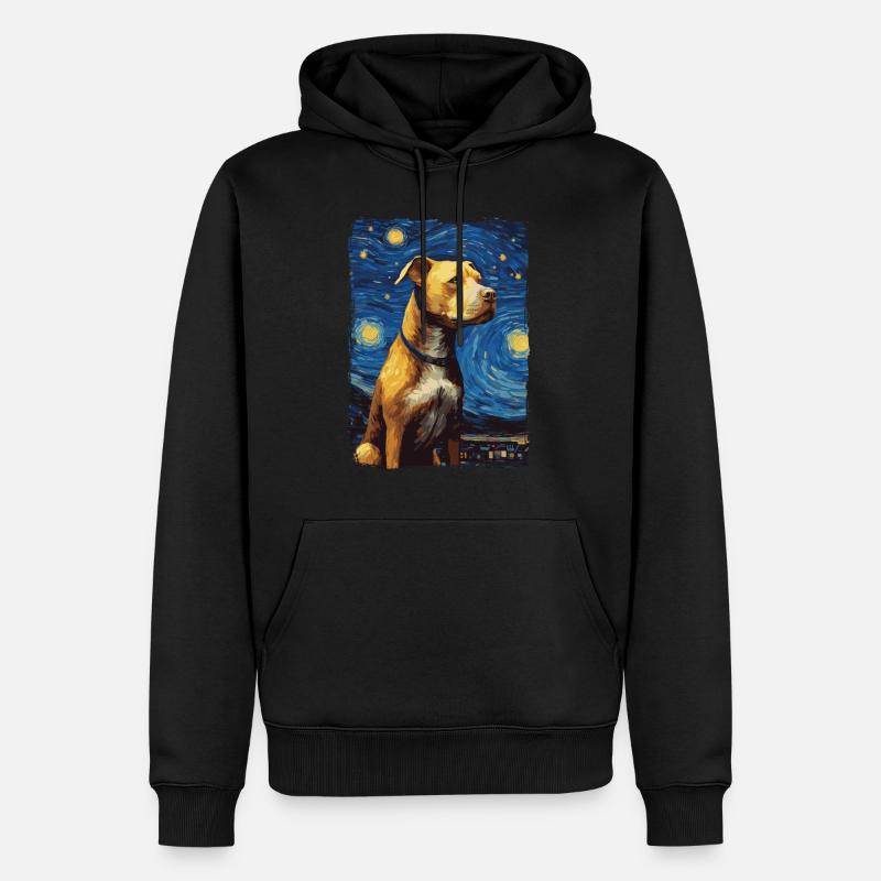 Pitbull Chien Nuit Étoilée - Sweat à capuche Premium bio Homme - noir