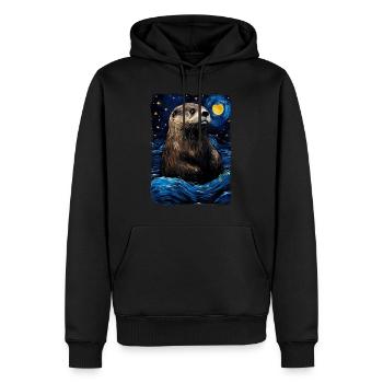 Otter Starry Night - Männer Premium Bio Hoodie - Schwarz - Vorne - Nico (187cm)