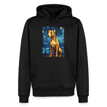 Pitbull Chien Nuit Étoilée - Sweat à capuche Premium bio Homme - noir - Devant - Nico (187cm)