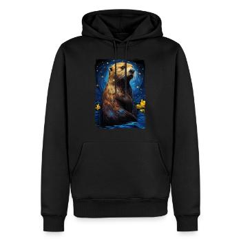 Otter Starry Night - Männer Premium Bio Hoodie - Schwarz - Vorne - Nico (187cm)