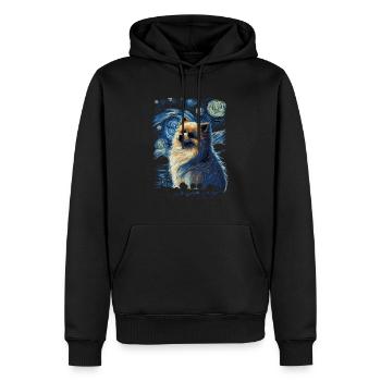 Zwergspitz Starry Night - Männer Premium Bio Hoodie - Schwarz - Vorne - Nico (187cm)