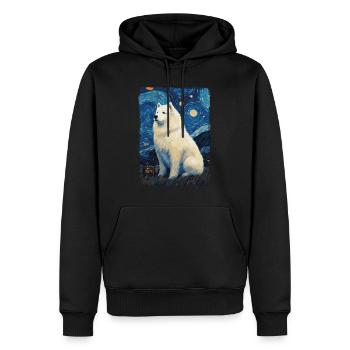 Samoyed Starry Night - Männer Premium Bio Hoodie - Schwarz - Vorne - Nico (187cm)
