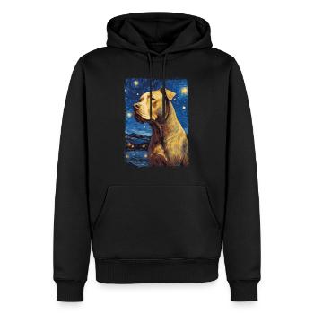 Pitbull Chien Nuit Étoilée - Sweat à capuche Premium bio Homme - noir - Devant - Nico (187cm)