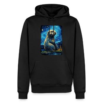 Otter Starry Night - Männer Premium Bio Hoodie - Schwarz - Vorne - Nico (187cm)