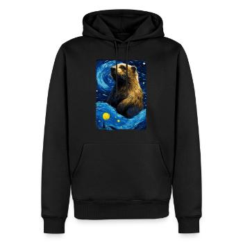 Otter Starry Night - Männer Premium Bio Hoodie - Schwarz - Vorne - Nico (187cm)