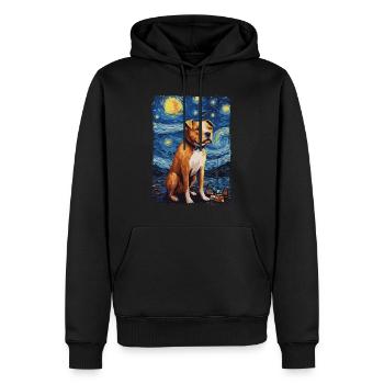 Pitbull Chien Nuit Étoilée - Sweat à capuche Premium bio Homme - noir - Devant - Nico (187cm)