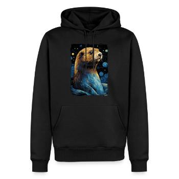 Otter Starry Night - Männer Premium Bio Hoodie - Schwarz - Vorne - Nico (187cm)