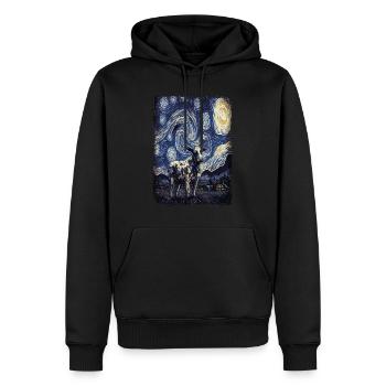 Kuh Starry Night - Männer Premium Bio Hoodie - Schwarz - Vorne - Nico (187cm)