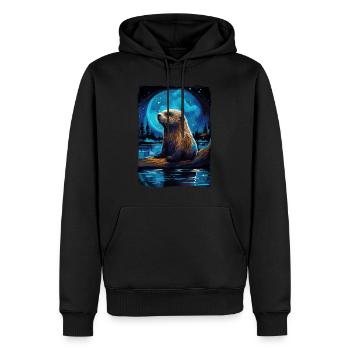 Otter Starry Night - Männer Premium Bio Hoodie - Schwarz - Vorne - Nico (187cm)
