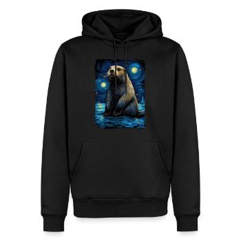 Otter Starry Night - Männer Premium Bio Hoodie - Schwarz - Vorne - Nico (187cm)
