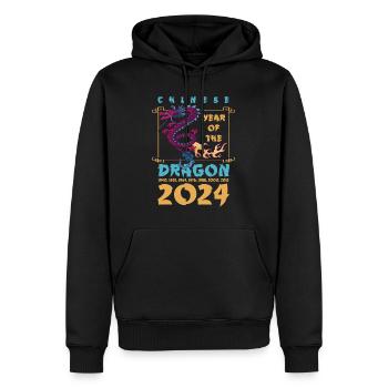Année chinoise du Dragon 2024 Chinois - Sweat à capuche Premium bio Homme - noir - Devant - Nico (187cm)
