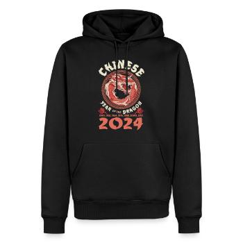 Année chinoise du Dragon 2024 Chinois - Sweat à capuche Premium bio Homme - noir - Devant - Nico (187cm)