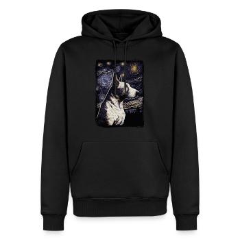 Bullterrier Starry Night - Männer Premium Bio Hoodie - Schwarz - Vorne - Nico (187cm)