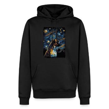 Boxerhund Starry Night - Männer Premium Bio Hoodie - Schwarz - Vorne - Nico (187cm)