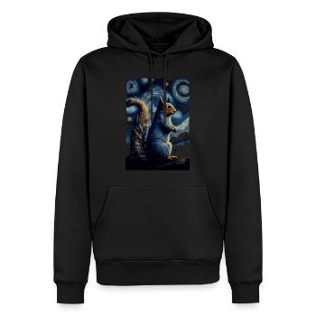 Écureuil Nuit étoilée - Sweat à capuche Premium bio Homme - noir - Devant - Nico (187cm)