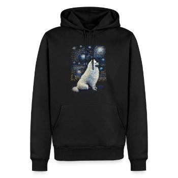 Samoyed Starry Night - Männer Premium Bio Hoodie - Schwarz - Vorne - Nico (187cm)