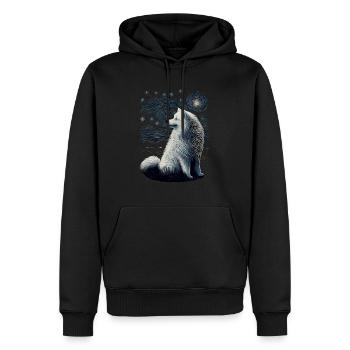 Samoyed Starry Night - Männer Premium Bio Hoodie - Schwarz - Vorne - Nico (187cm)
