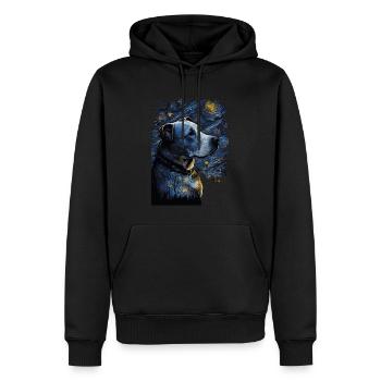 Pitbull Chien Nuit Étoilée - Sweat à capuche Premium bio Homme - noir - Devant - Nico (187cm)